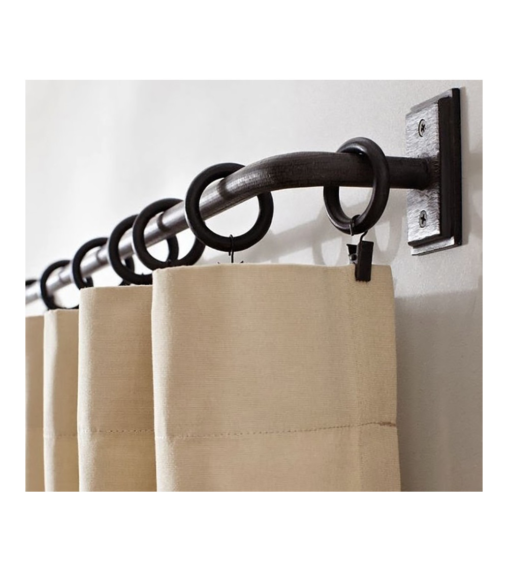 10 anneaux pince pour tringle à rideau D52 métal noir 28mm Mobois