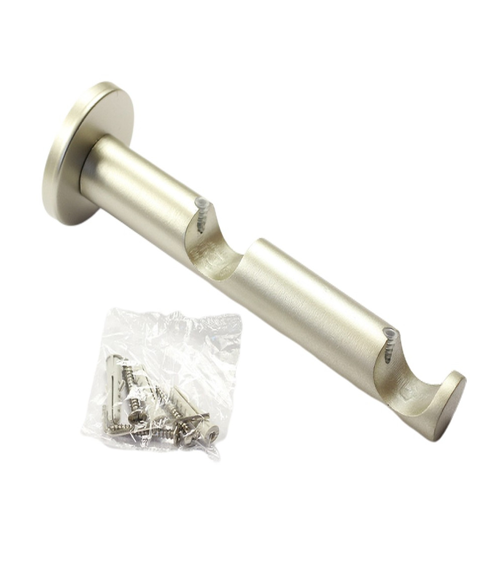 Support Mural Ouvert Double - Tringles Ø28 mm - Métal Nickel Mat