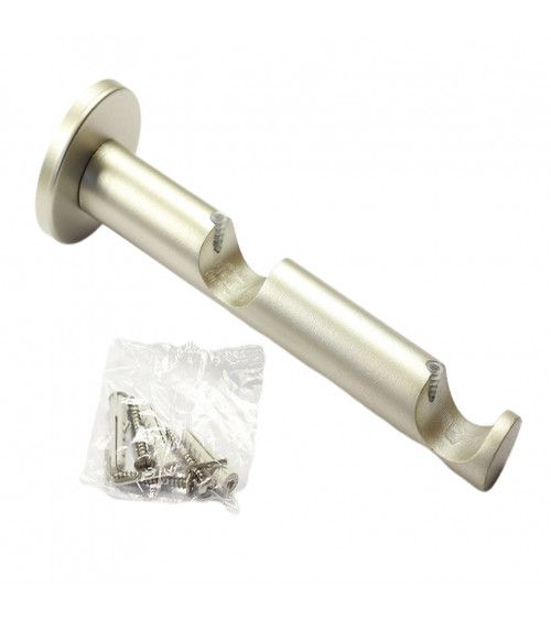 Support Mural Ouvert Double - Tringles Ø20 mm - Métal Nickel Mat