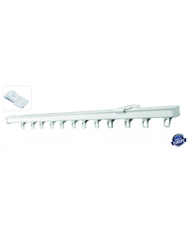 Tringle Rail en Aluminium Blanc - L. 1,50 m - Fixation Plafond ou Mur