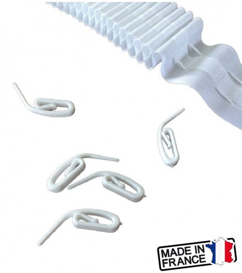 Agrafe escargot plastique blanc pour rideaux