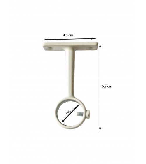 Support Oeil Fixe en Acier Blanc - Tringle Penderie Ø20 mm