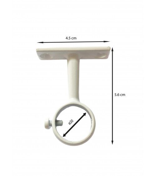 Support Oeil Fixe en Acier Blanc - Tringle Penderie Ø20 mm