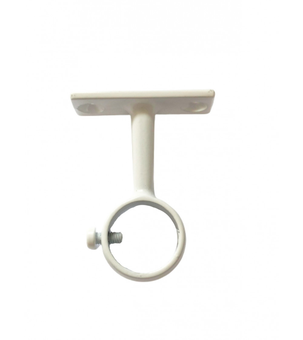 Support Oeil Fixe en Acier Blanc - Tringle Penderie Ø20 mm