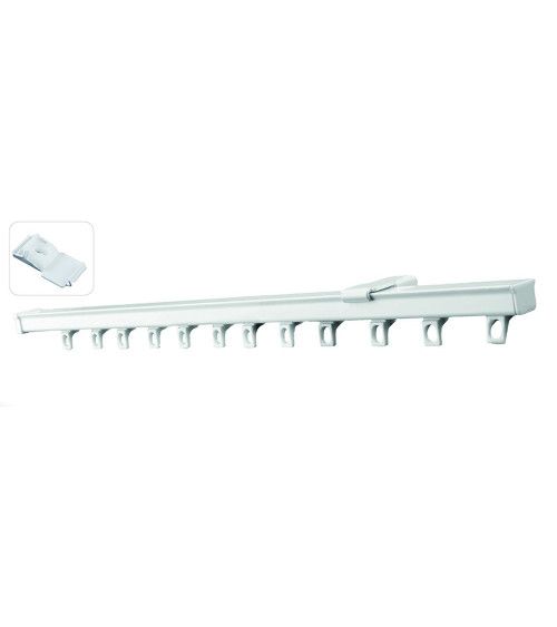 Tringle Rail en Aluminium Blanc - L. 1,50 m - Fixation Plafond ou Mur