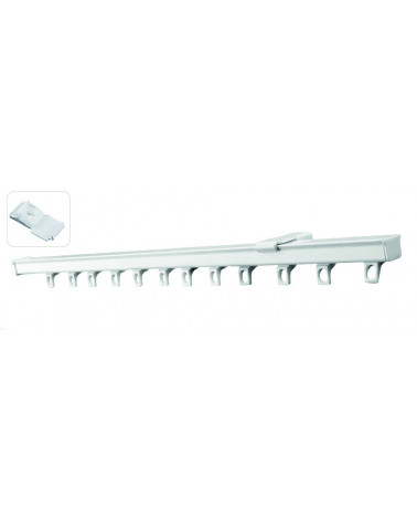 Tringle Rail en Aluminium Blanc - L. 1,50 m - Fixation Plafond ou Mur