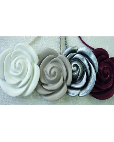 Embrasse Magnétique FLORA - Bouton de Rose - Cordon Textile 400 mm