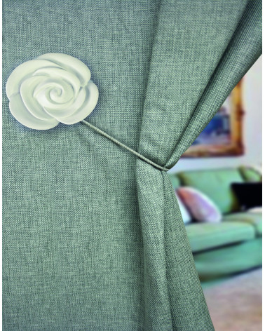 Embrasse Magnétique FLORA - Bouton de Rose - Cordon Textile 400 mm