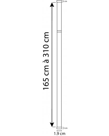 Kit Tringle à Rideau Extensible Ø16-19mm - 165 à 310 cm - Aluminium