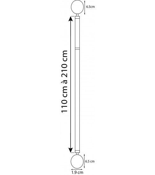 Kit Tringle Extensible Sphère 110-210 cm | Ø 16/19 mm Kit Tringle Extensible Sphère 110-210 cm | Ø 16/19 mm