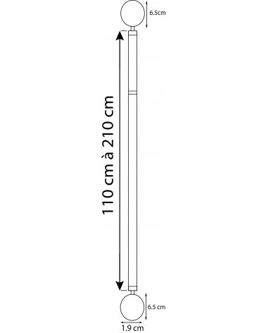 Kit Tringle Extensible Sphère 110-210 cm | Ø 16/19 mm