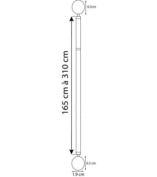 Kit Tringle Extensible Sphère 165-310 cm | Ø 16/19 mm