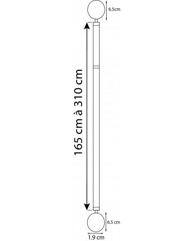 SPHERE - Tringle à rideau en kit, extensible de 110 à 210 cm ø 16/19