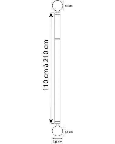 Kit Tringle Extensible Sphère 110-210 cm | Ø 25/28 mm