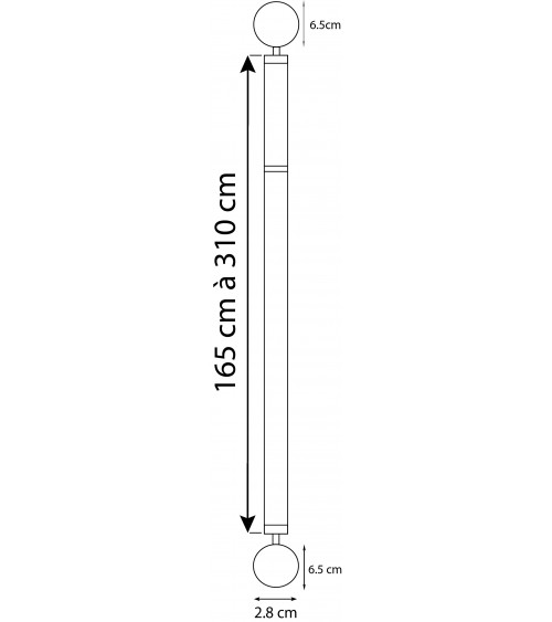 Kit Tringle Extensible Sphère 165-310 cm | Ø 25/28 mm