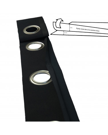 Une bande à œillets prêt à poser;
Il suffit de coudre la bande sur votre tissu