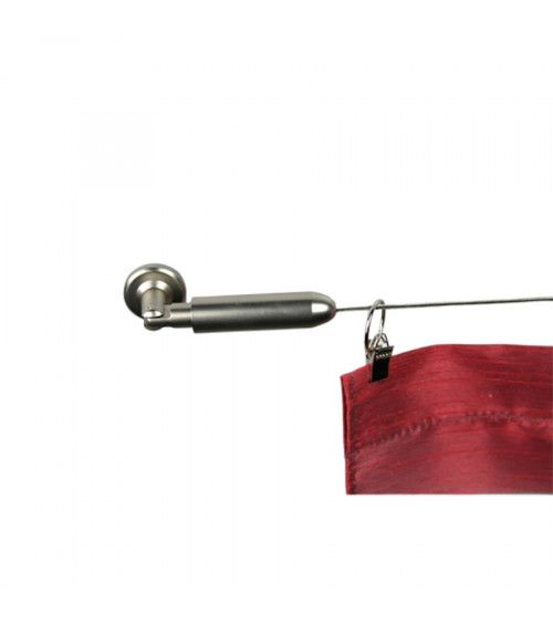 Kit Tringle à Rideau Câble Acier 5 Mètres - Supports Laiton Nickel