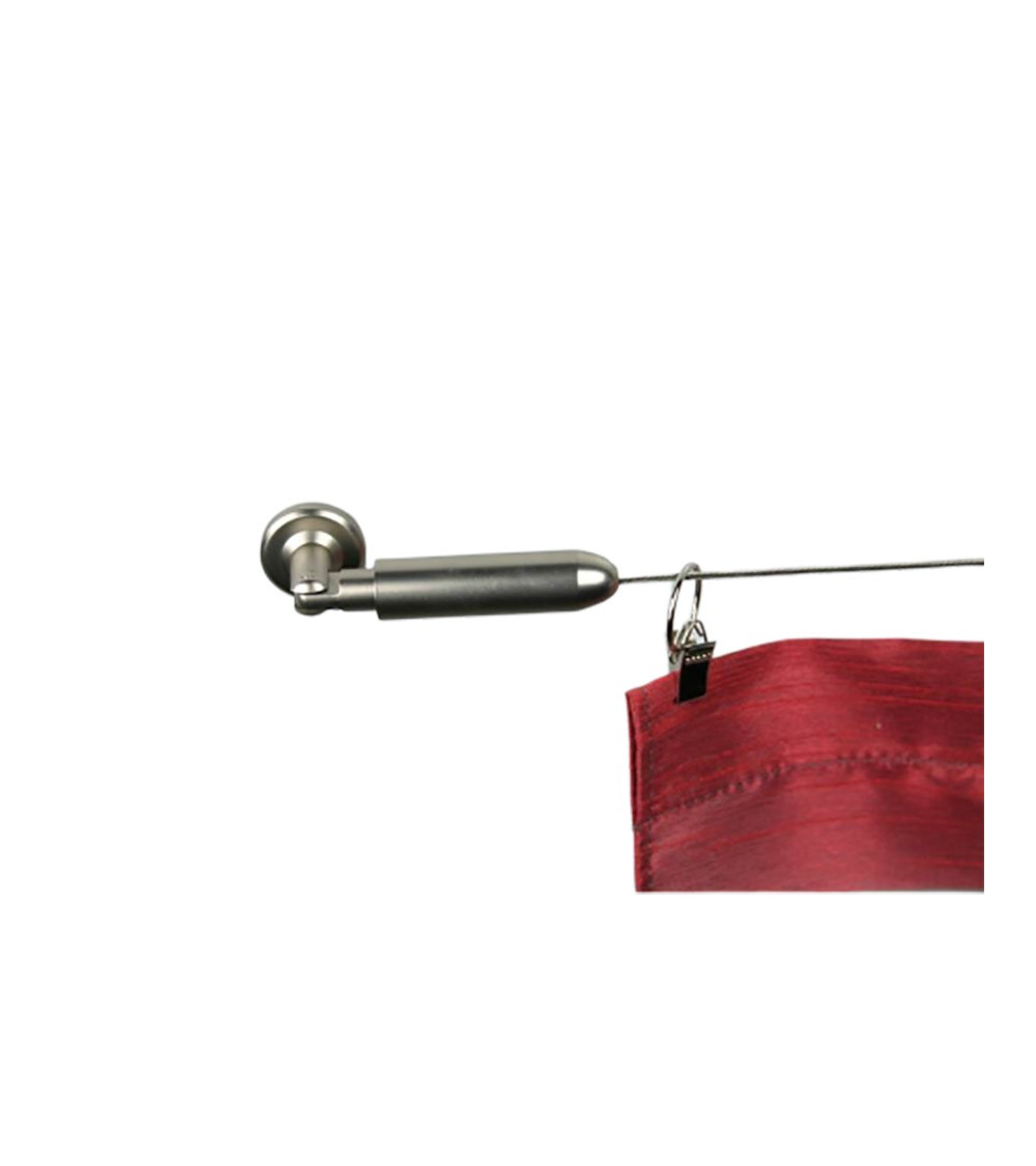 Kit Tringle à Rideau Câble Acier 5 Mètres - Supports Laiton Nickel