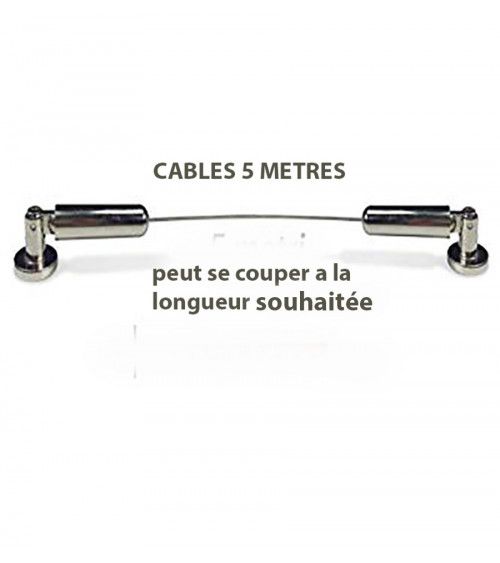 Kit Tringle à Rideau Câble Acier 5 Mètres - Supports Laiton Nickel