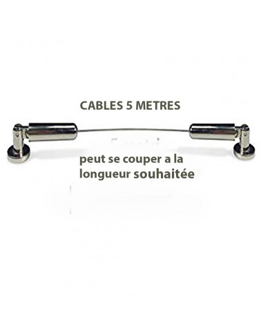 Kit Tringle à Rideau Câble Acier 5 Mètres - Supports Laiton Nickel