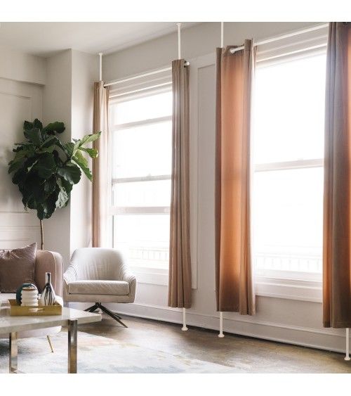 Barre Télescopique du Sol au Plafond sans Perçage blanc support tringle rideau sans percer fenêtre pvc