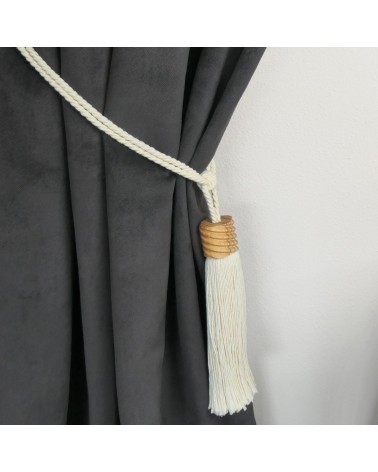 Embrasse à rideau en bois d'olivier luxe passementerie