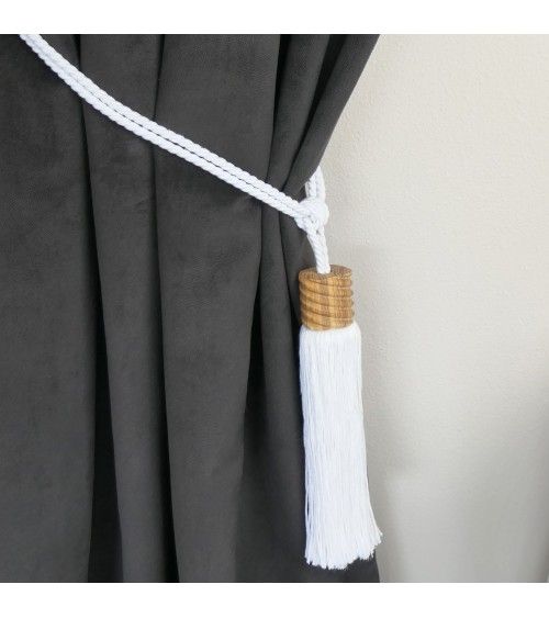 Embrasse à rideau en bois d'olivier luxe passementerie