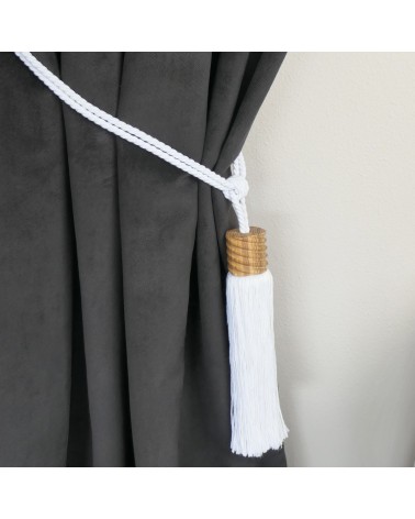 Embrasse à rideau en bois d'olivier luxe passementerie