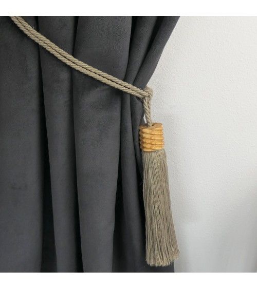 Embrasse à rideau en bois d'olivier luxe passementerie