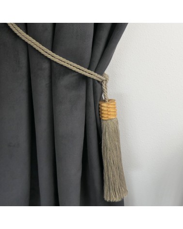 Embrasse à rideau en bois d'olivier luxe passementerie