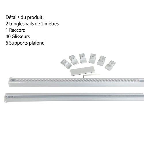 Rail Décorative, Prêt à Poser, Pour Rideau à Galon Fronceur longueur 4 mètre tringle chemin de fer