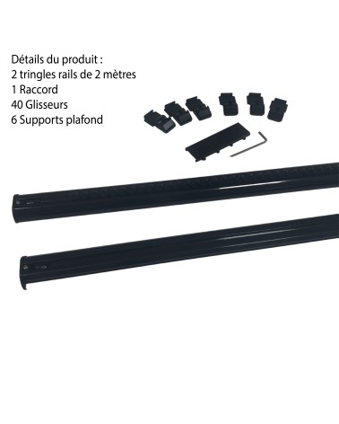 Tringle Rail Rideau Discret 4 m - Aluminium - Fixation Plafond