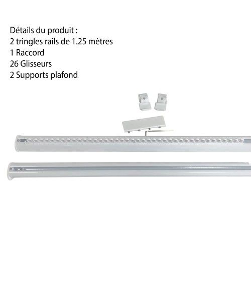 Rail Décorative, Prêt à Poser, Pour Rideau à Galon Fronceur longueur 2.50 mètre tringle chemin de fer Rail Décorative, Prêt à Poser, Pour Rideau à Galon Fronceur longueur 2.50 mètre tringle chemin de fer