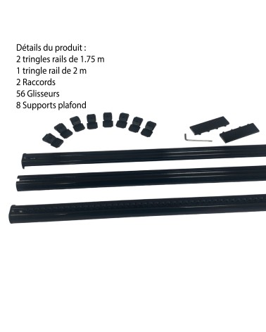 Tringle Rail Rideau Discret 5.5 m - Aluminium - Fixation Plafond