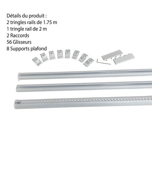 Rail Décorative, Prêt à Poser, Pour Rideau à Galon Fronceur longueur 4 mètre tringle chemin de fer