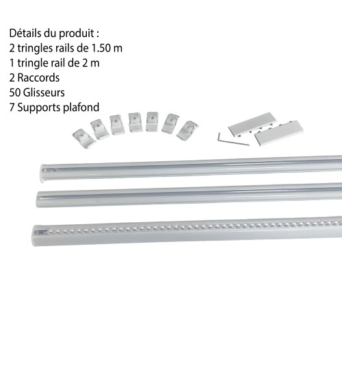 Rail Décorative, Prêt à Poser, Pour Rideau à Galon Fronceur longueur 4 mètre tringle chemin de fer