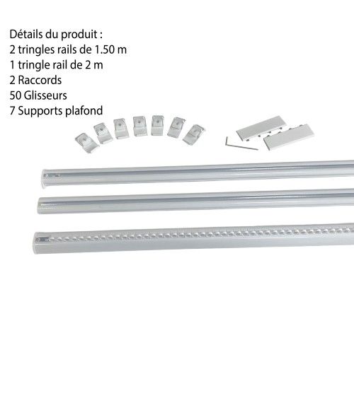 Rail Décorative, Prêt à Poser, Pour Rideau à Galon Fronceur longueur 4 mètre tringle chemin de fer Rail Décorative, Prêt à Poser, Pour Rideau à Galon Fronceur longueur 4 mètre tringle chemin de fer