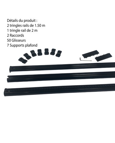 Tringle Rail Rideau Discret 5 m - Aluminium - Fixation Plafond