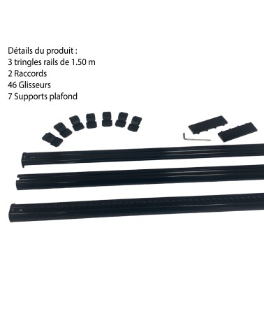 Tringle Rail Rideau Discret 4.5 m - Aluminium - Fixation Plafond