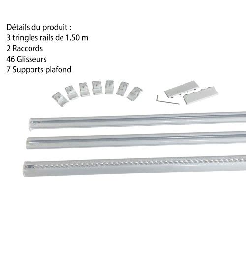 Rail Décorative, Prêt à Poser, Pour Rideau à Galon Fronceur longueur 4 mètre tringle chemin de fer