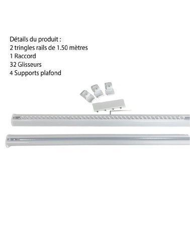 Tringle Rail Rideau Discret 3 m - Aluminium - Fixation Plafond