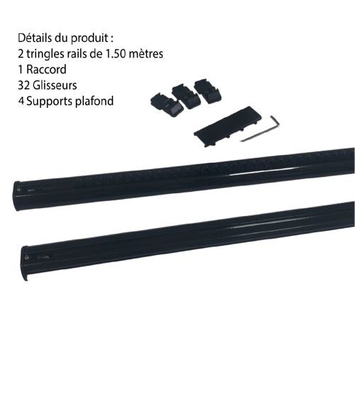 Rail Décorative, Prêt à Poser, Pour Rideau à Galon Fronceur longueur 3 mètre tringle chemin de fer