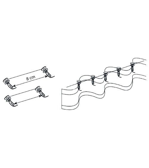 Le ruban vague transparent de 75 mm est utilisée pour créer des rideaux avec des plis réguliers et ondulés, appelés plis Wave.