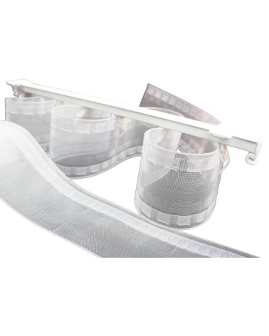 Le ruban vague transparent de 75 mm est utilisée pour créer des rideaux avec des plis réguliers et ondulés, appelés plis Wave.