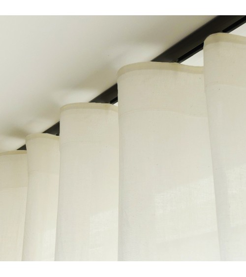 Rideau voilage étamine effet lin avec ruflette 280x250 cm