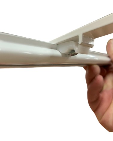 Support Mural Laqué pour Rail - Équerre Acier L. 7.5 cm - Encliquetage