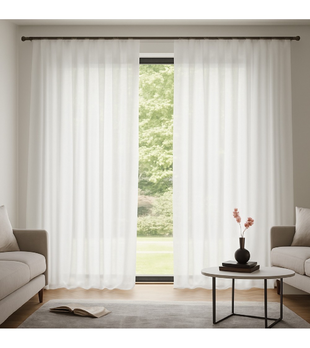 Rideau voilage étamine effet lin avec ruflette 280x250 cm