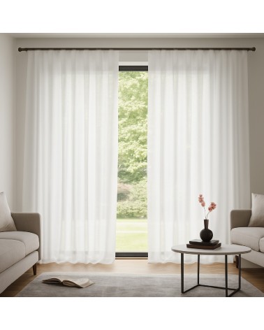 Rideau voilage étamine effet lin avec ruflette 280x250 cm