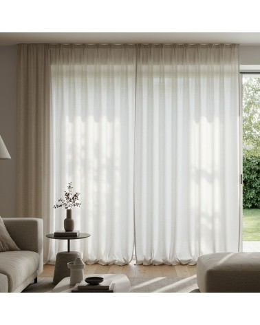 Rideau voilage étamine effet lin avec ruflette 280x250 cm