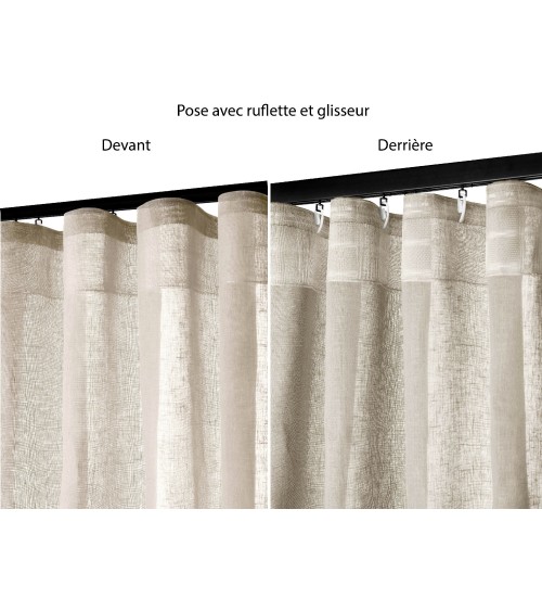 Rideau voilage étamine effet lin avec ruflette 280x250 cm